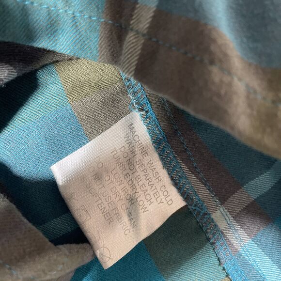 Simms Flannel Shirt Womens Small Wool Blend Plaid Outdoors Pockets‎ Blue Gray - Picture 7 of 14